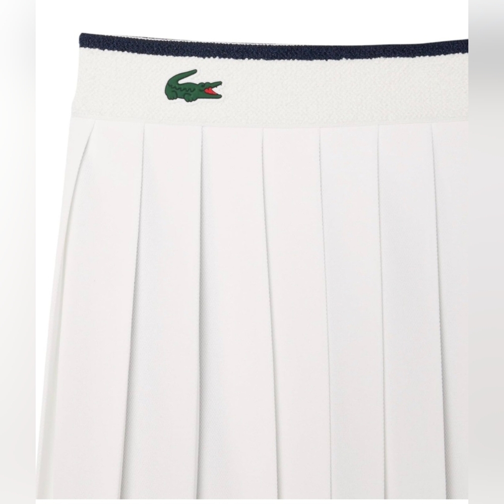 Lacoste White and Navy Trim Pleated Mini Skirt - Picture 5 of 11